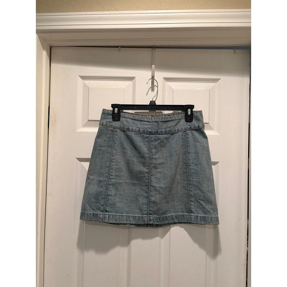 Free People Light Wash Denim Mini Circle Skirt